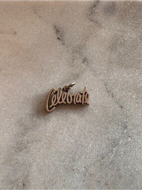James Avery Silver "Celebrate" Script Charm Pendant